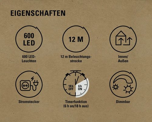 LED-lichtsnoer Kerstverlichting Lafiora IJspegelverlichting 600s 12 m Amber