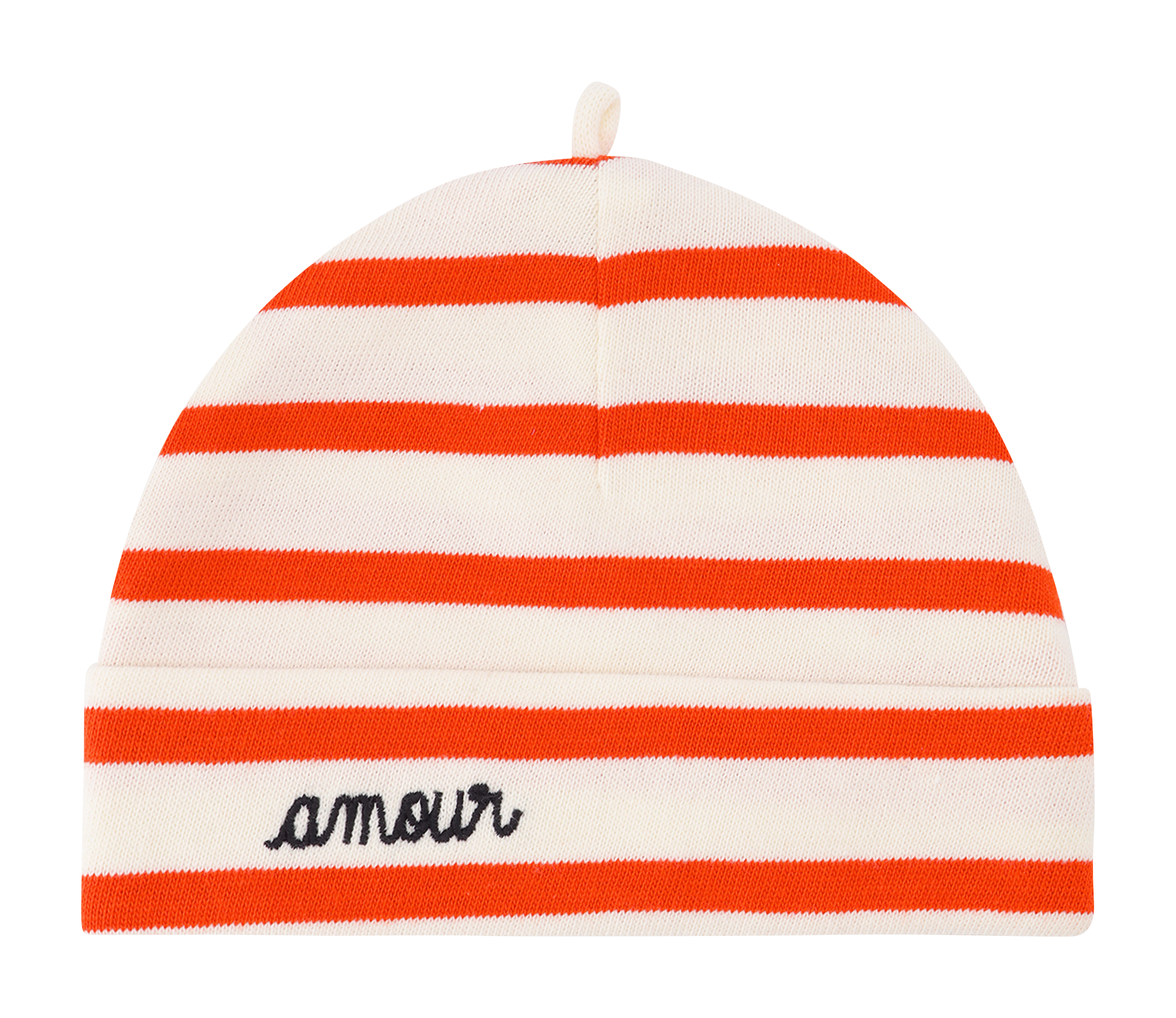 BIRTH BEANIE CHAUMONT AMOUR - Bonnet de naissance brodé amour en coton bio | Blanc
