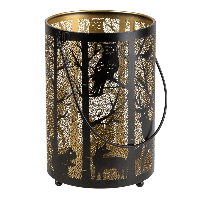 Windlicht Tiere im Wald - ca. 15 x 12,5 x 19/31 cm