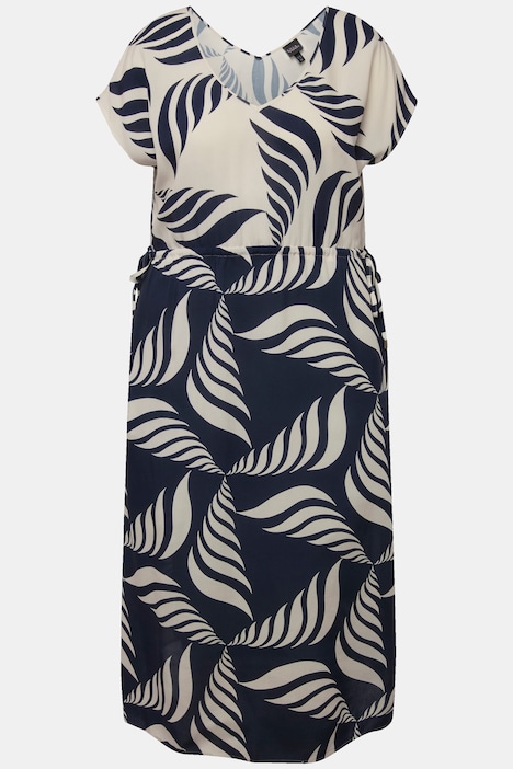 Maxikleid, grafischer Druck, V-Ausschnitt, ärmellos
