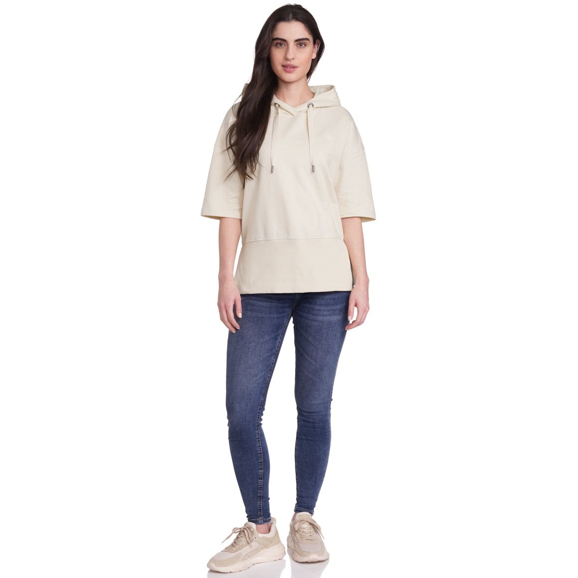 Gina Damen Sweatshirt mit kurzen Ärmeln beige