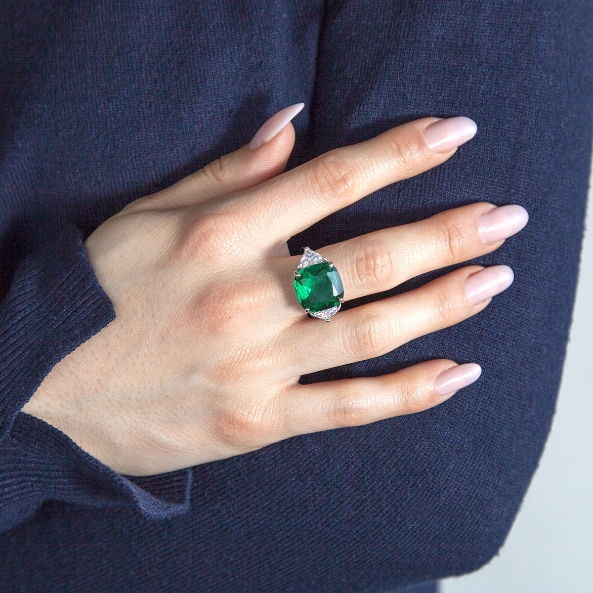 Bague argent 925 cristal vert zirconias