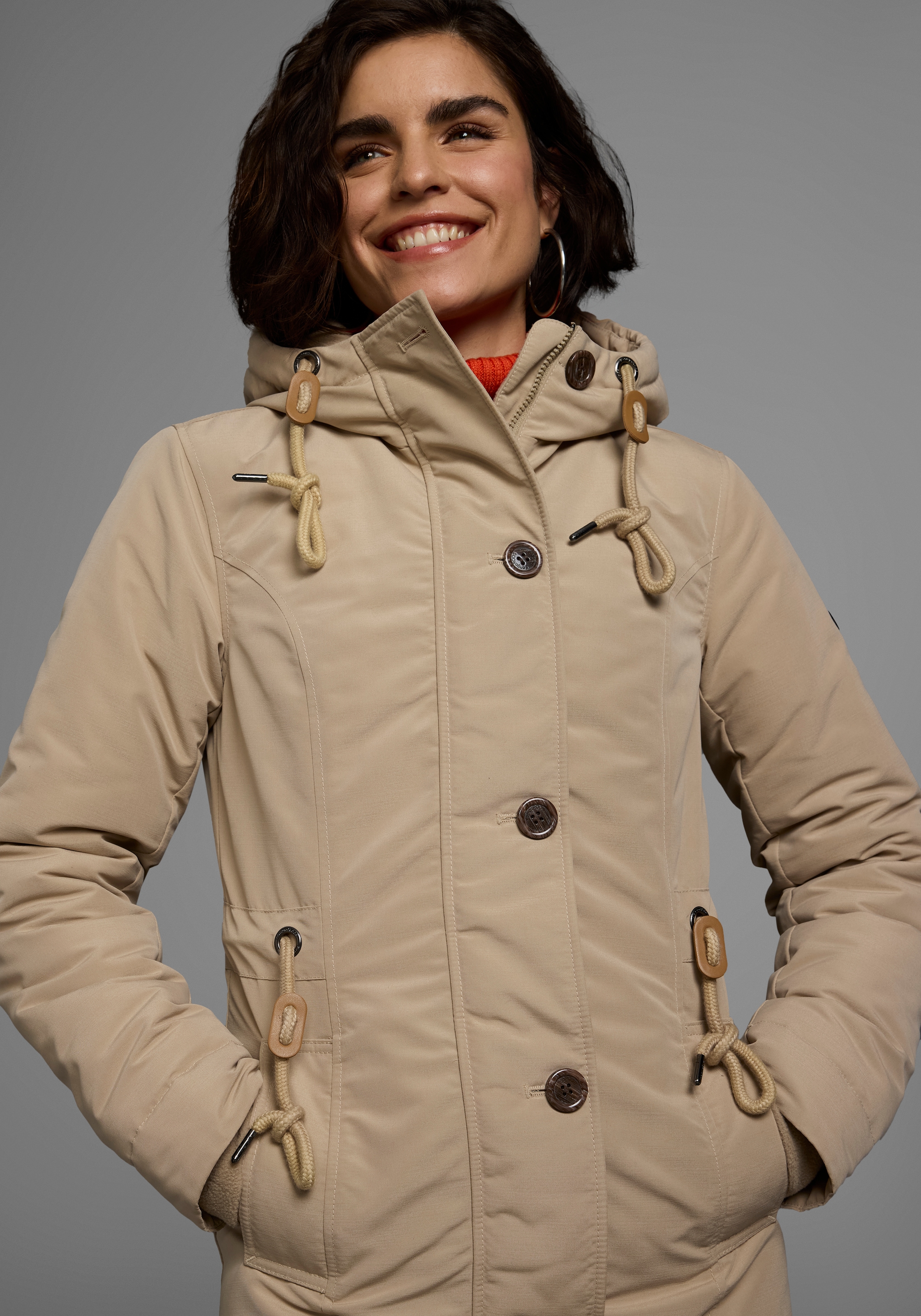 KangaROOS Winterjacke mit Kapuze für die kalte Jahreszeit,  aus leichtem Webstoff,  modisch