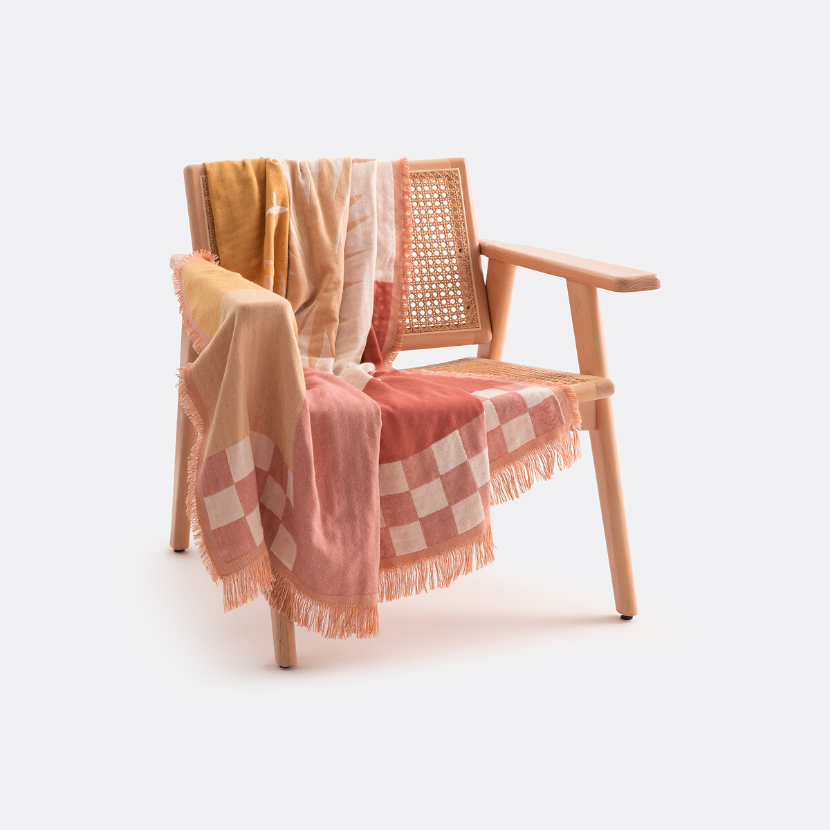 LA REDOUTE INTERIORS<br>Xadrez em jacquard com franjas, Santorini