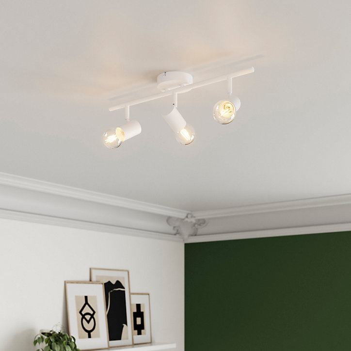 Réglette spot 3 lumières E27 8.6W GoodHome Ghlin blanc mat L.50 x L.10 x H.15 cm