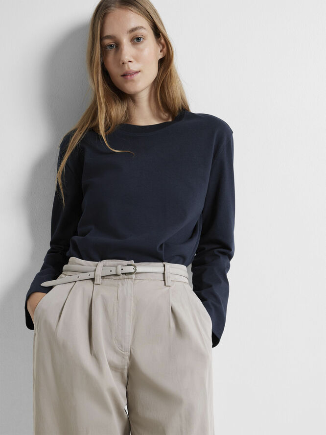 Selected Femme SLFESSENTIAL LS BOXY TEE NOOS Mørkeblå