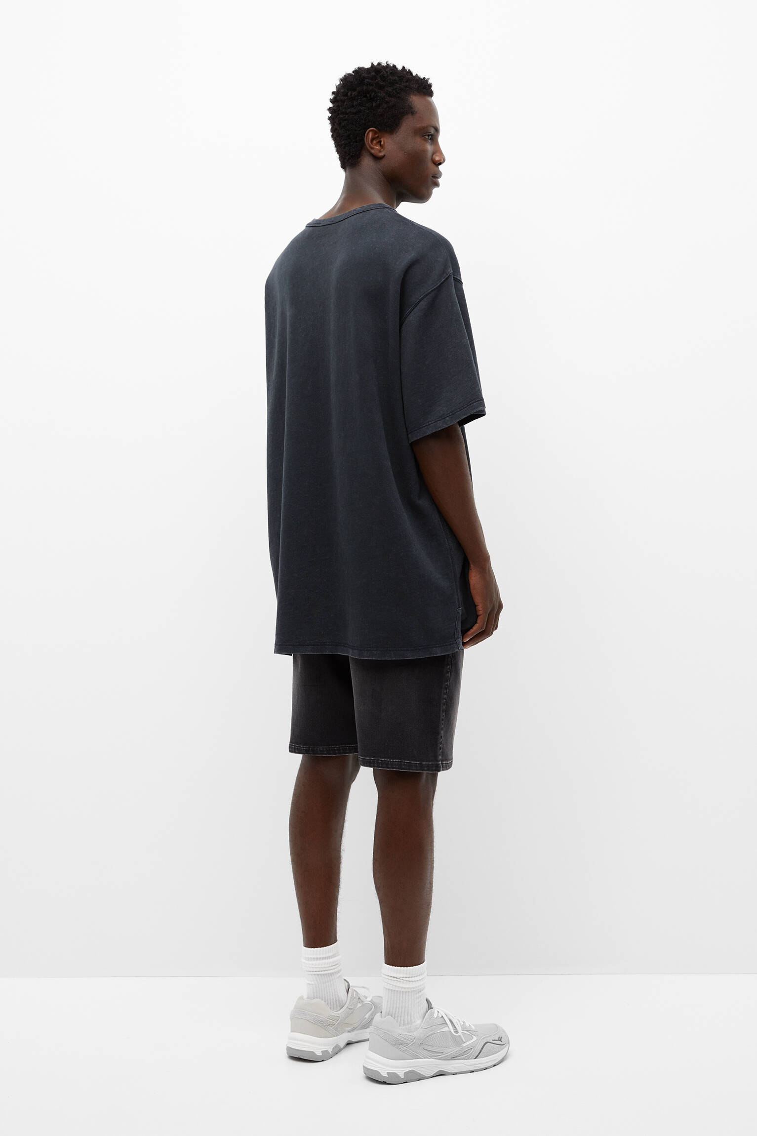 Bermuda jeans Trunk - Preto-Delav