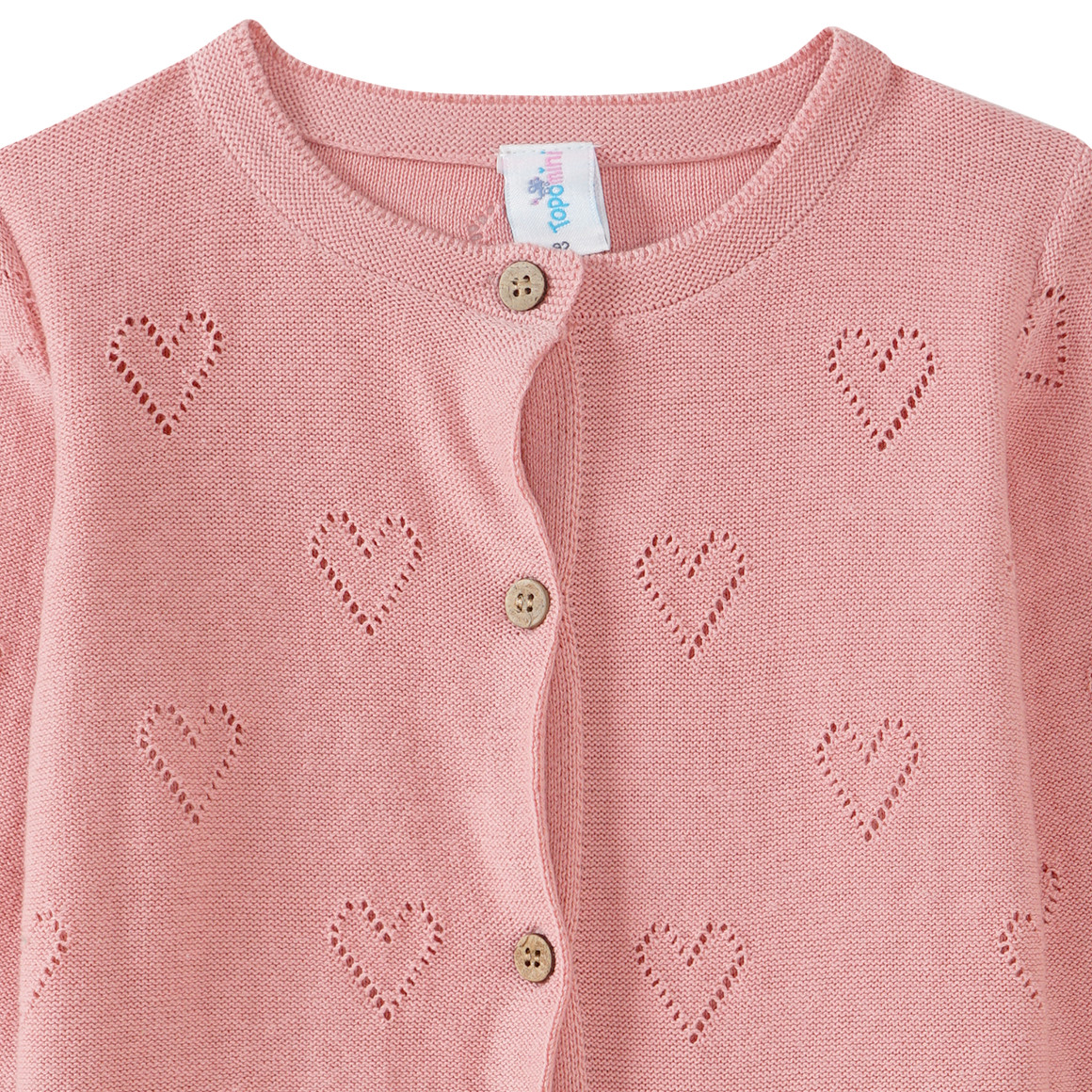 Topomini Baby Strickjacke mit Ajour-Muster rosa