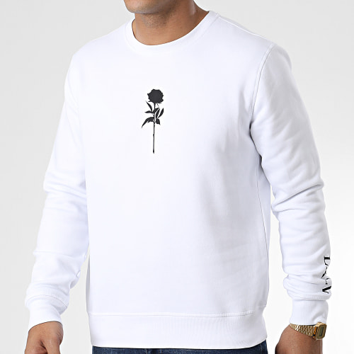 Sweat Crewneck Roses Blanc Noir