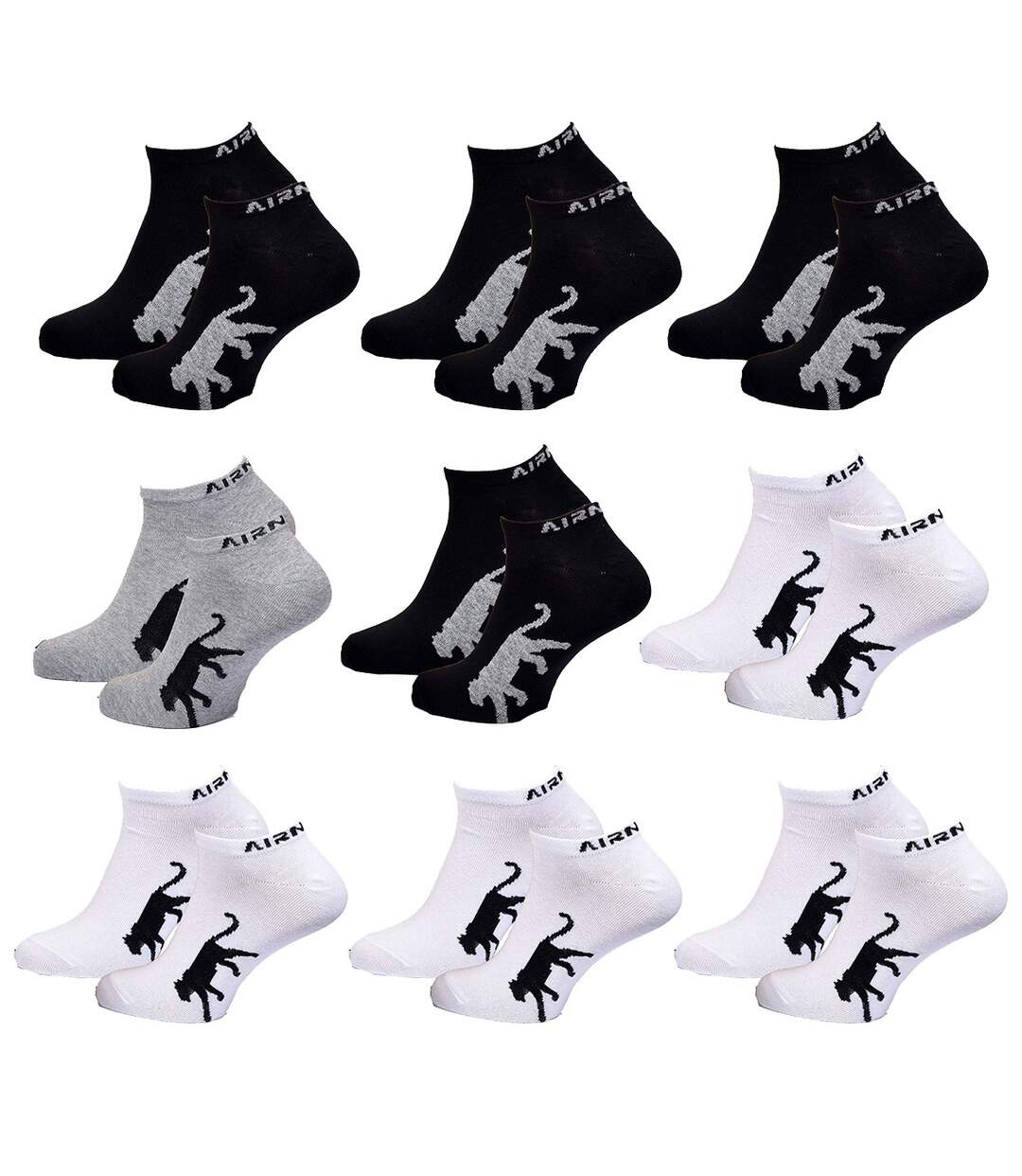 Chaussettes Homme AIRNESS Qualité et Confort-Assortiment modèles photos selon arrivages- Pack de 9 Paires AIRNESS SNEAKER assorties