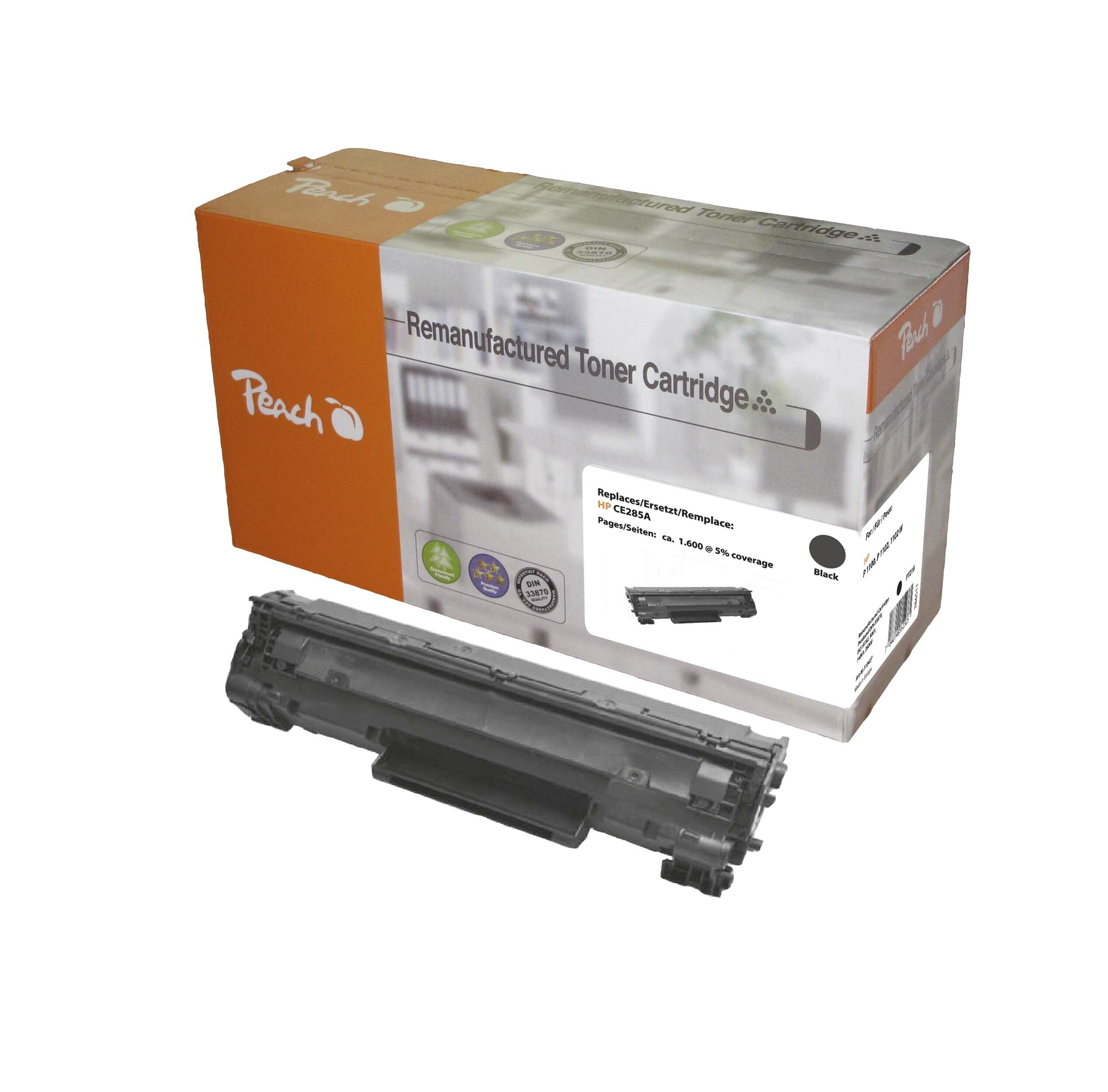 Peach HP 85 ABK Toner bk ersetzt HP No. 85A BK, CE285A für z.B. HP LaserJet P 1102, HP LaserJet M 1212 nf MFP, HP LaserJet P 1102 w (wiederaufbereitet)