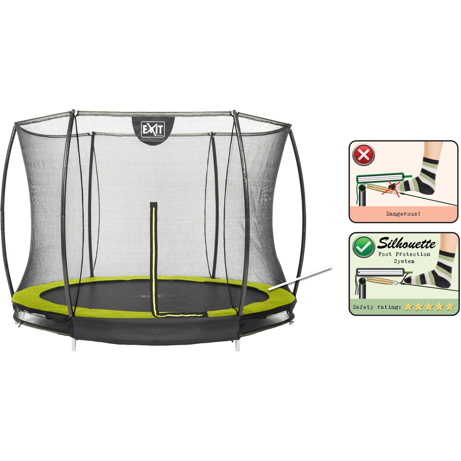EXIT Bodentrampolin Silhouette ø305 cm mit Sicherheitsnetz - grün