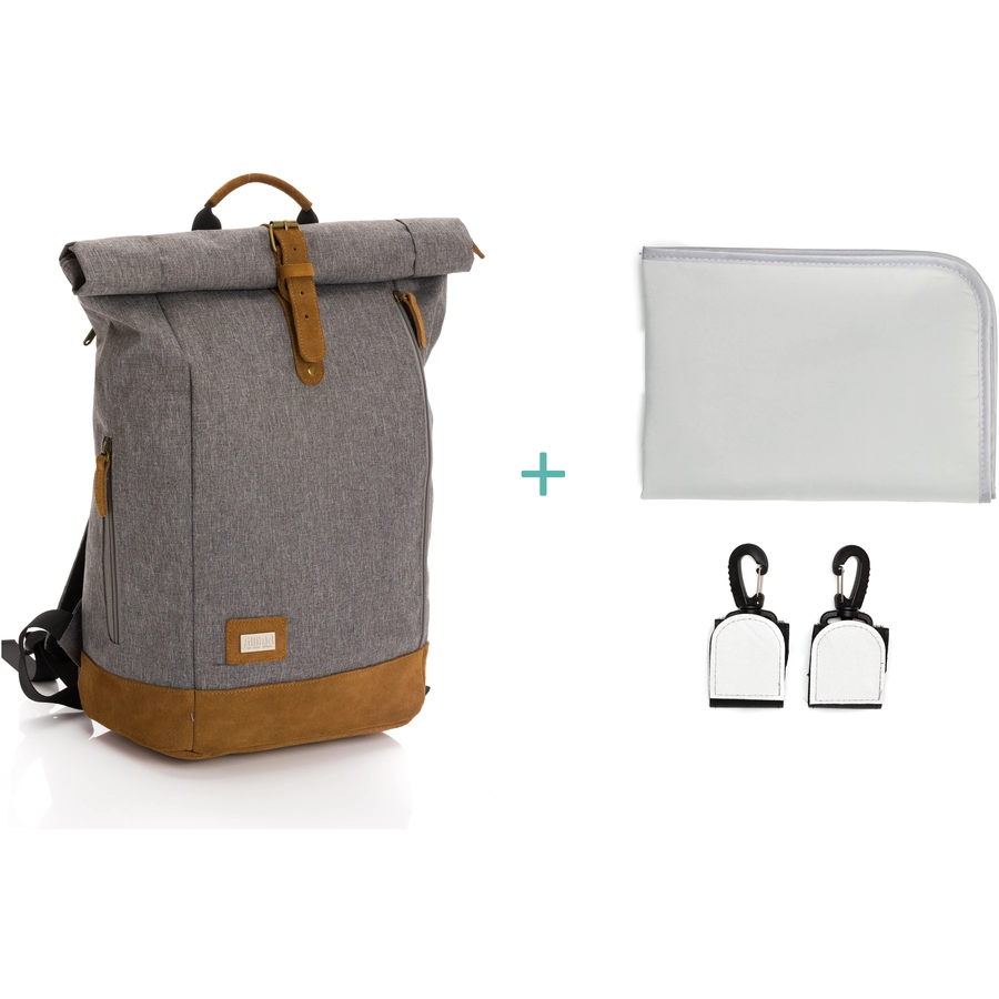 fillikid Wickelrucksack Rolltop Berlin Grau Melange