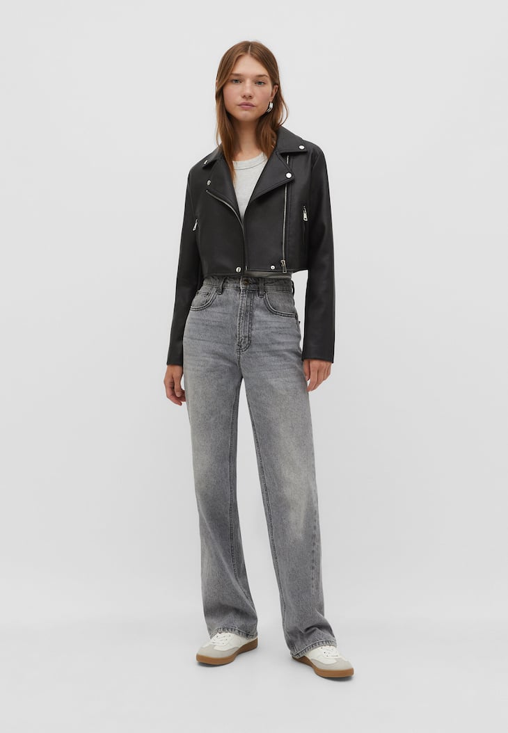 calça jeans D92 reta de perna larga