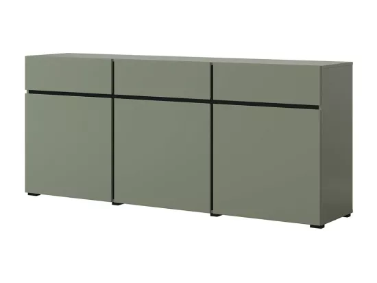 Buffet coloris vert sauge 180cm collection HAVANA. Bahut design avec 3 portes et 3 tiroirs.