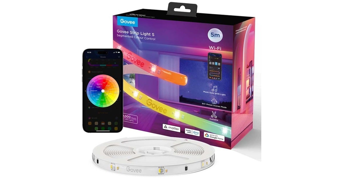 GoveeStrip Light S Segmented Colour Control ledstrip  (5 meter, 2,4GHz wifi, Bluetooth)
