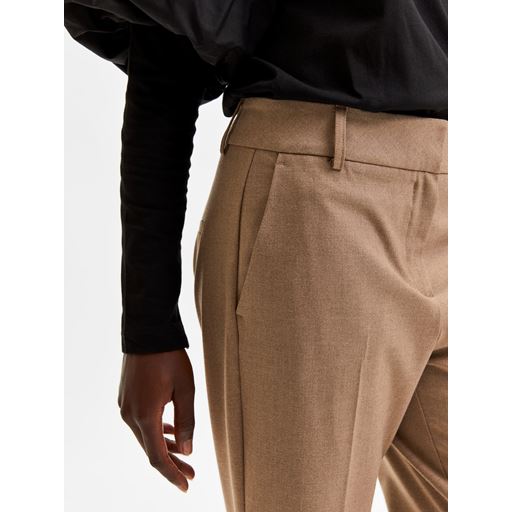 Selected Femme Ria Cropped Bukser, Camel, 36