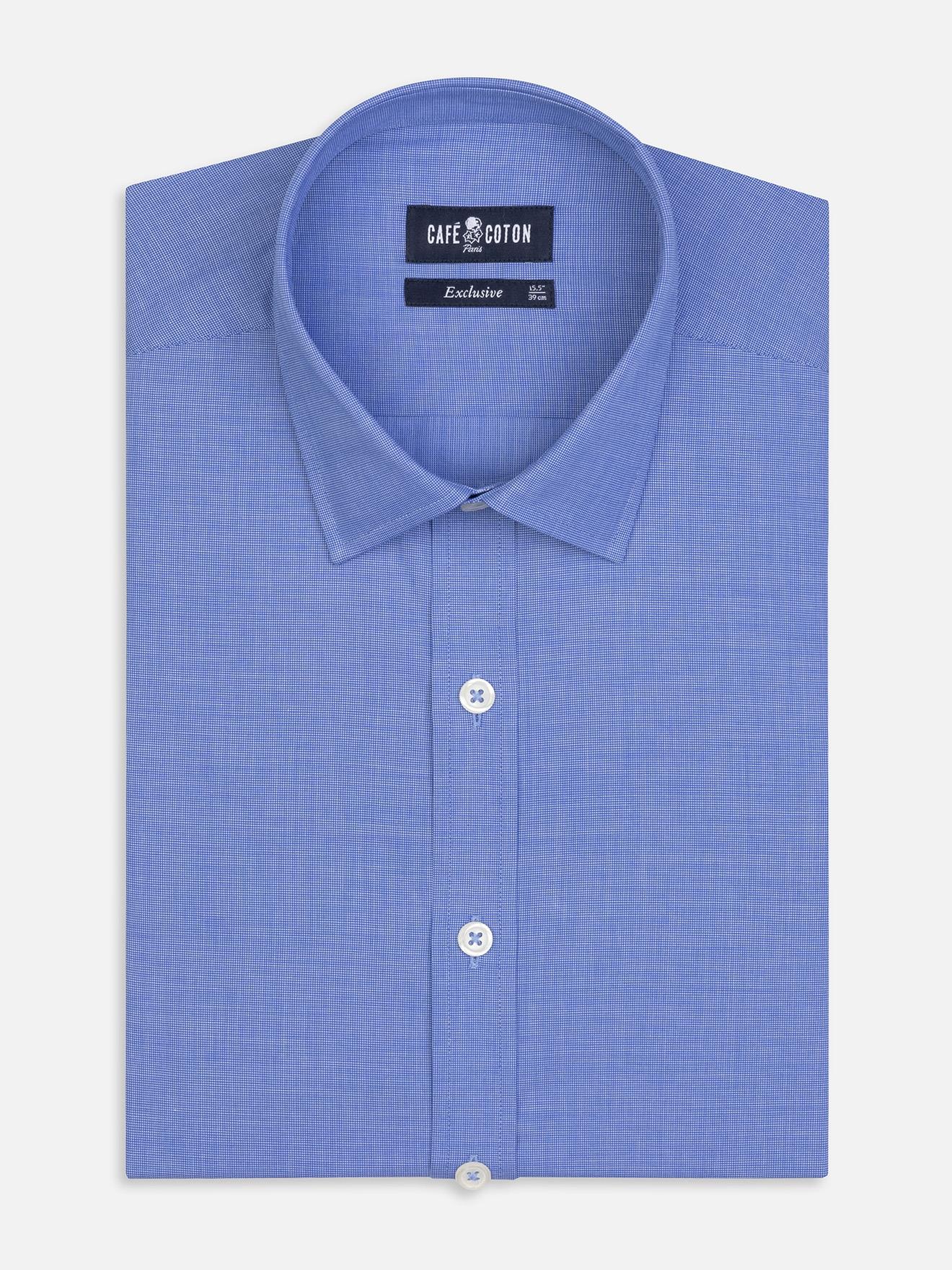Chemise cintrée Daria en popeline bleue - Petit Col