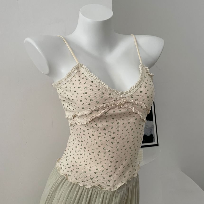 Rosehedge - V-hals camisole top met bloemenruffle-afwerking