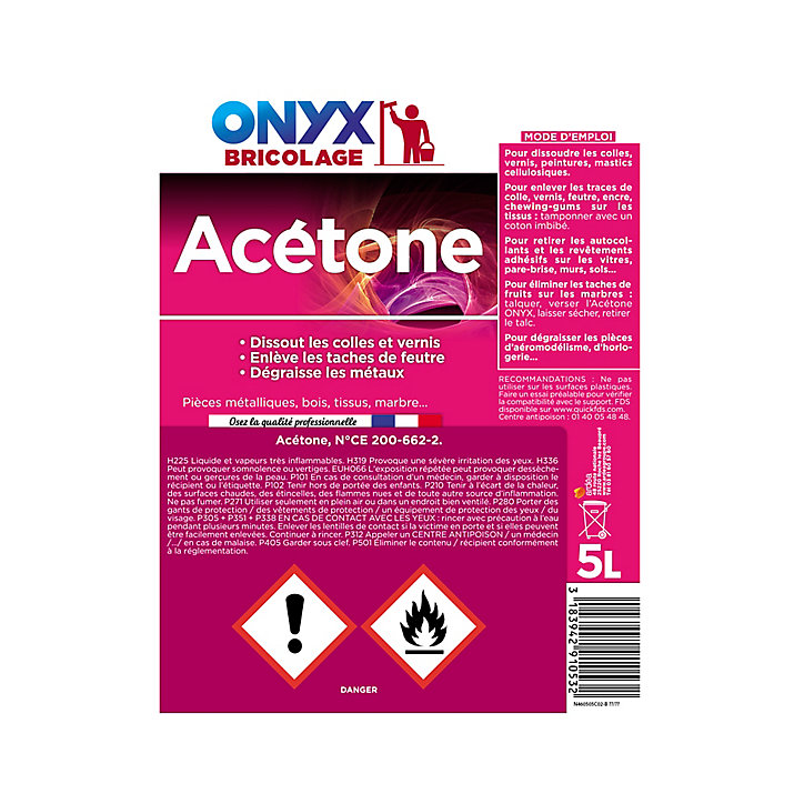Dissolvant Acétone Onyx en bidon de 5 litres