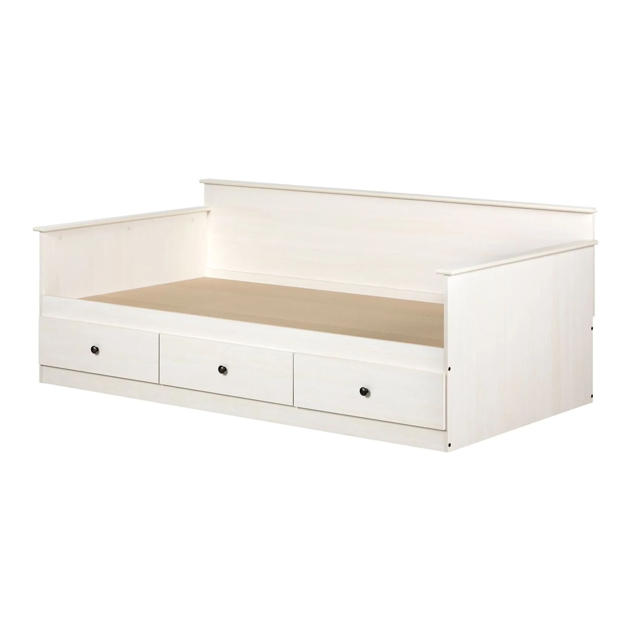South Shore Lit de jour avec Rangement - Plenny Blanc Antique