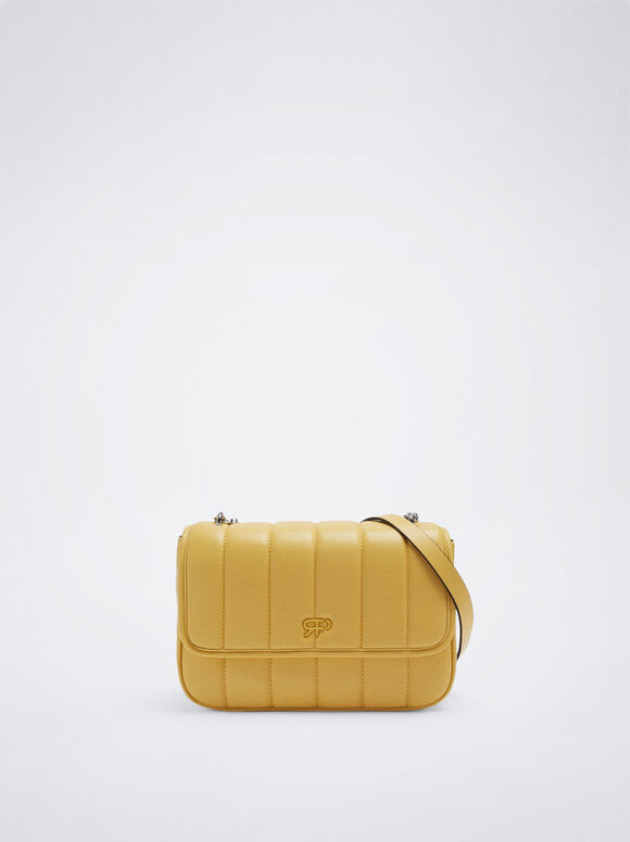 Bolsa acolchoada com corrente - Amarela