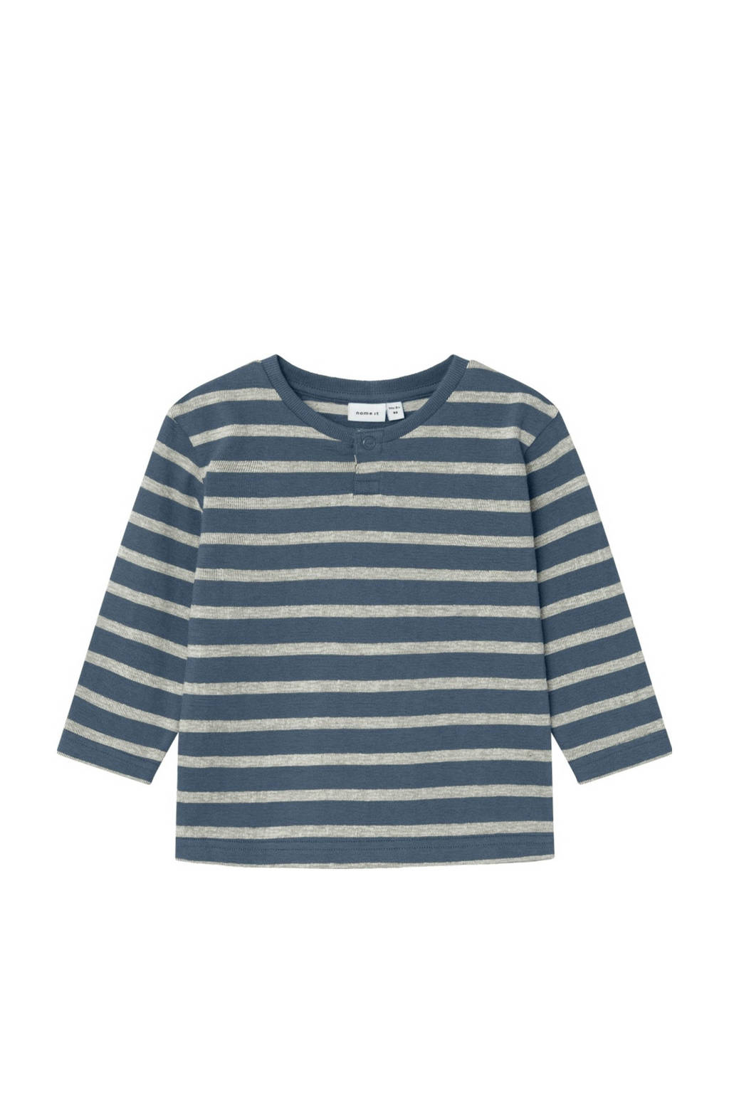 NAME IT gestreepte longsleeve NMMNIKS blauw/wit