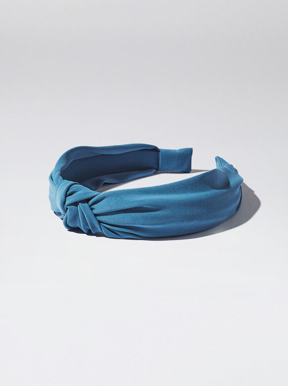 Faixa de cabelo com nó largo - Azul