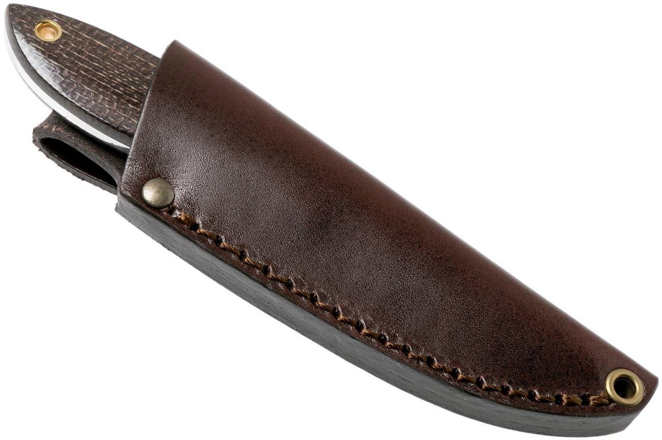 Brisa Bobtail 80 bison micarta handle, 12C27 scandi, lederen sheath 9955