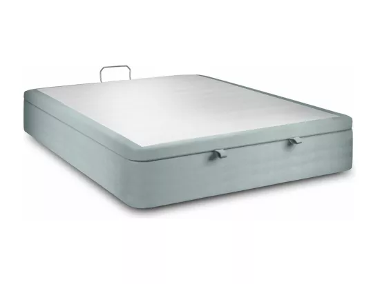 Sommier Coffre Velours Gris bleuté 200x200 H39cm