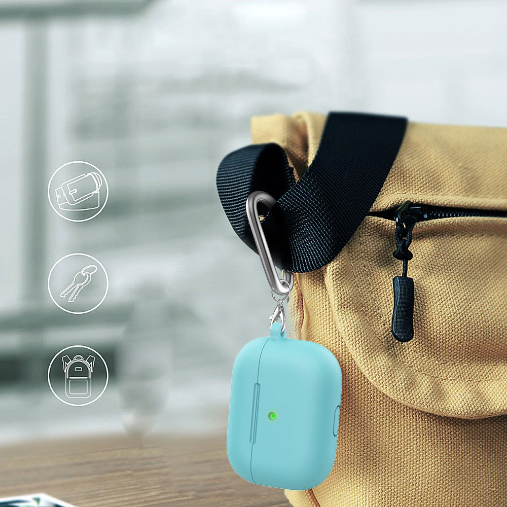 AirPods (3. Generation) Silikon Schutzhülle Abdeckung mit Karabinerhaken - Türkis