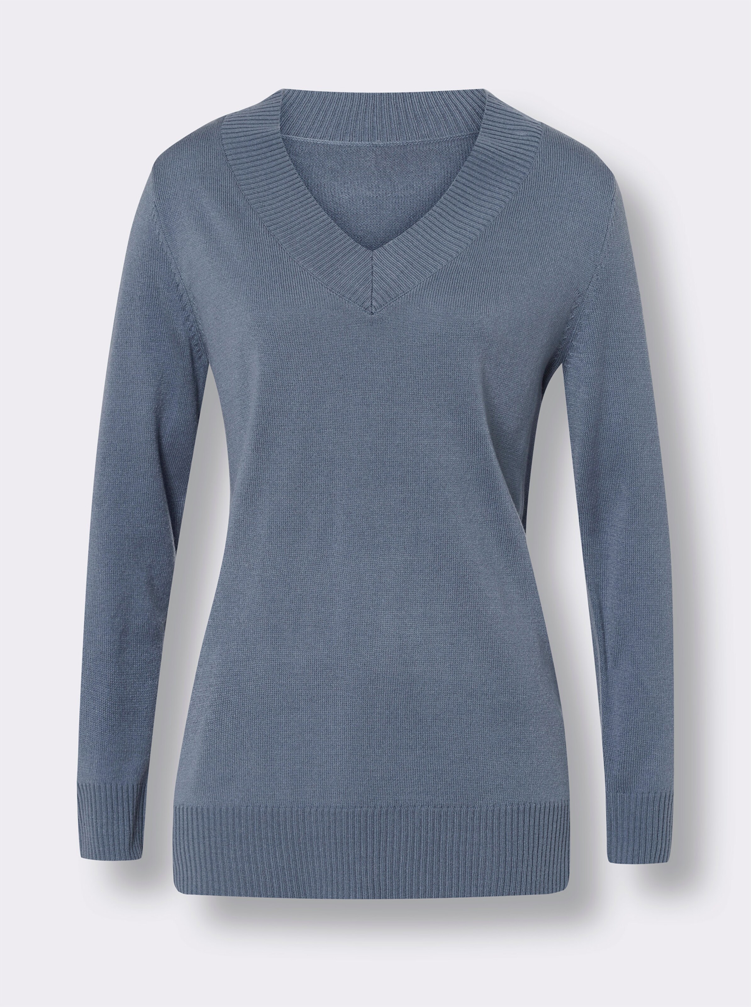 V-Ausschnitt-Pullover in etwas längerer Form