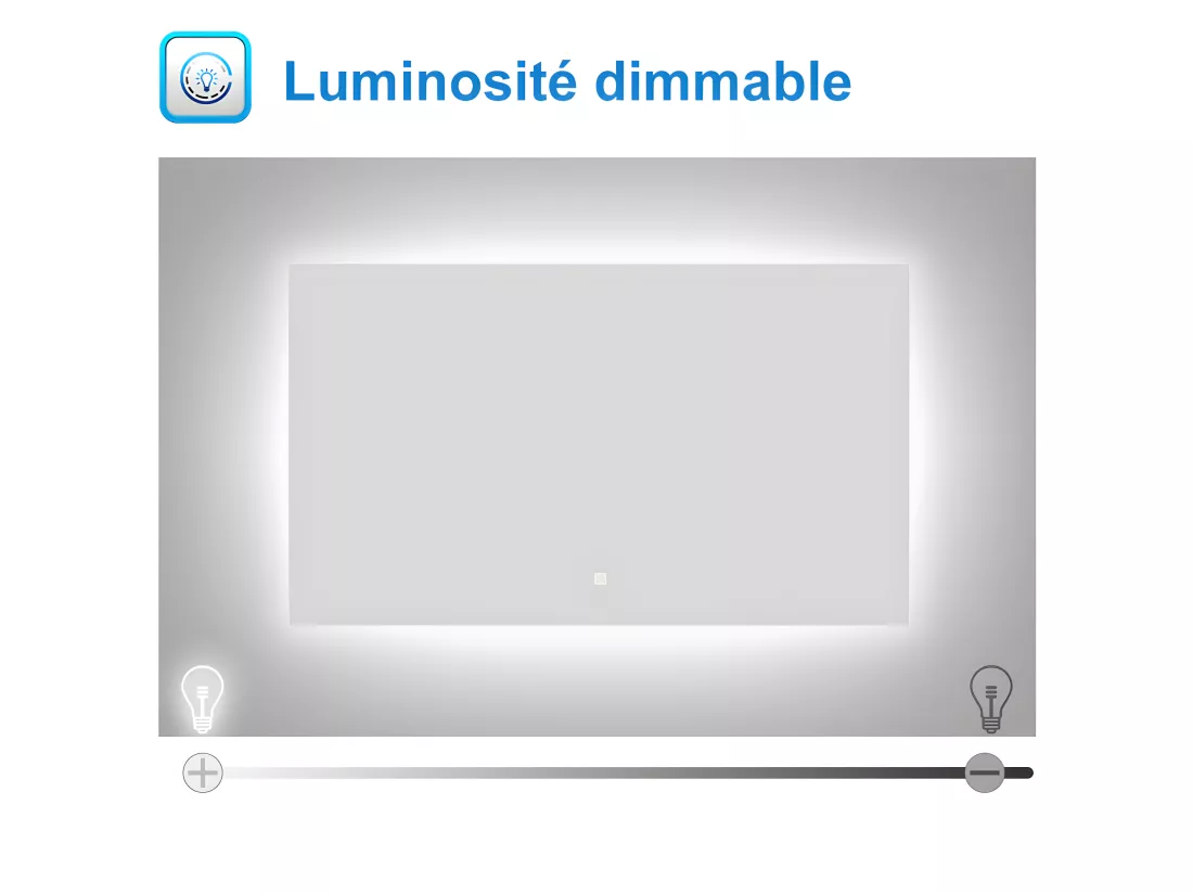 AICA LED Miroir lumineux 80x60cm anti-buée + dimmable + mémoire miroir salle de bain
