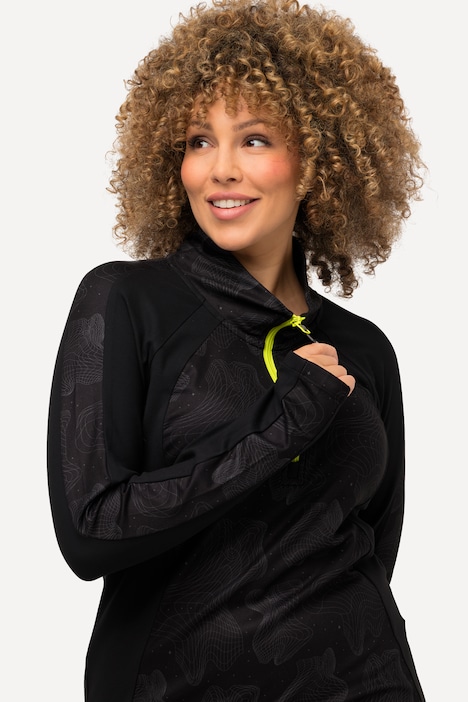 Thermoshirt, Slim, Troyerkragen, Langarm, recycelt