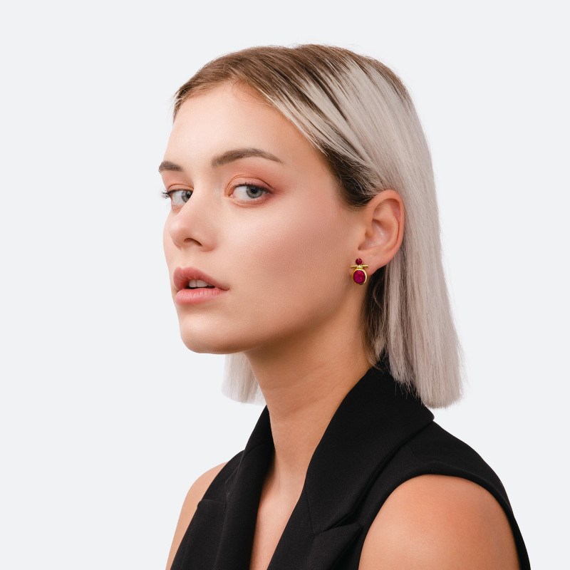 Boucles d'oreilles Léna Sillimanite Rouge