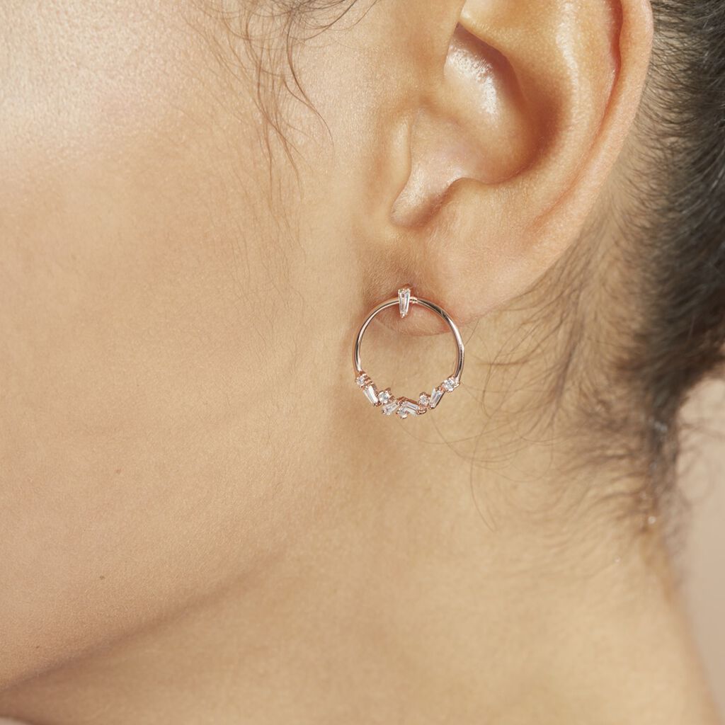 Boucles D'oreilles Pendantes Celene Argent Rose Oxyde De Zirconium