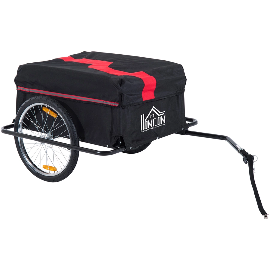 HOMCOM Transportanhänger für Fahrräder schwarz, rot