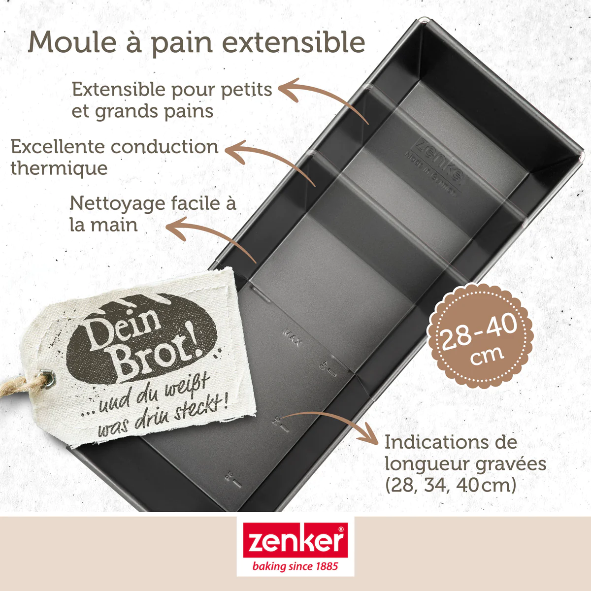 Moule à cake extensible 28 à 40 cm Black Metallic Zenker