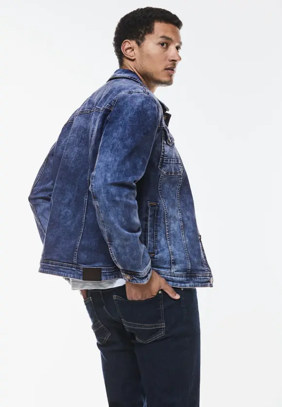 Mittelblaue Jeansjacke - indigo blue random wash