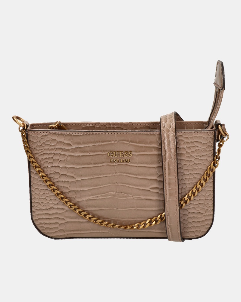 Guess Katey Croc Mini Schoudertas  - taupe