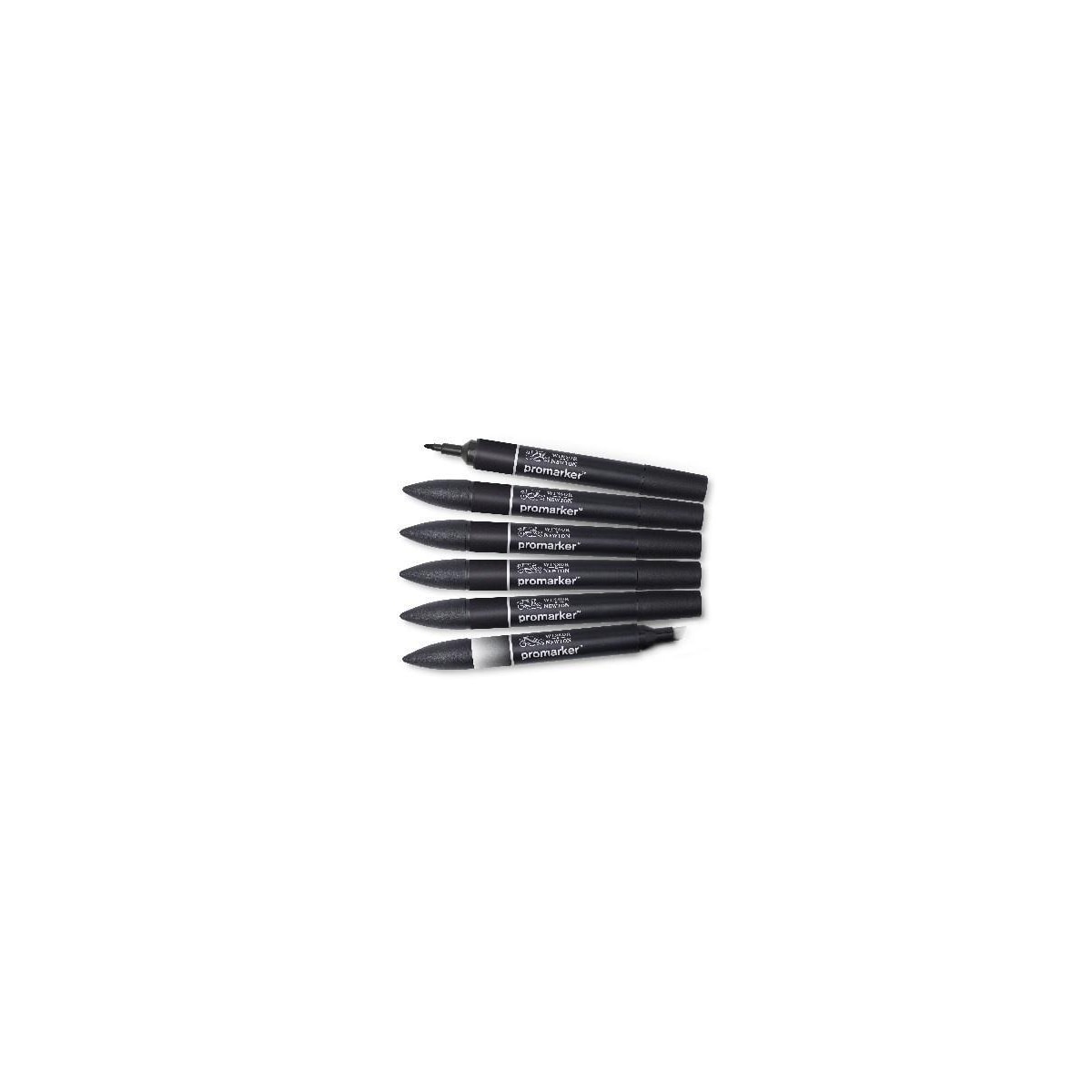 Winsor Promarker set 6st (5st Svart +1st blender)