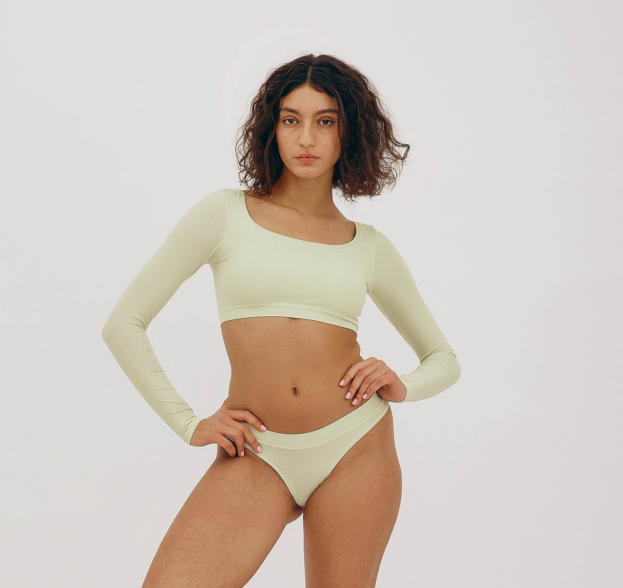 RECYCLED NYLON<br>Algae Life Naked Rib High-Leg Briefs