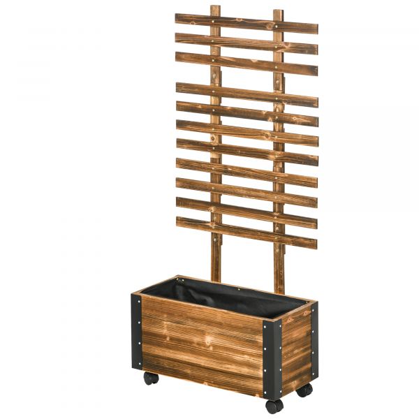 Outsunny Floreira Exterior de Madeira 65x31x147 cm Madeira Tecido não Tecido Rodas