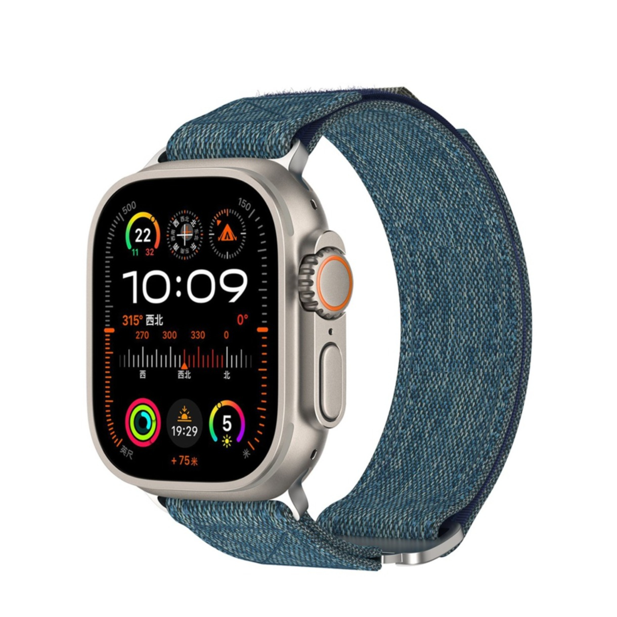 Apple Watch (49/46/45/44 mm) Nylon Armband mit Klettverschluss (Gelenkumfang: 135-210mm) - Hellblau / Grau