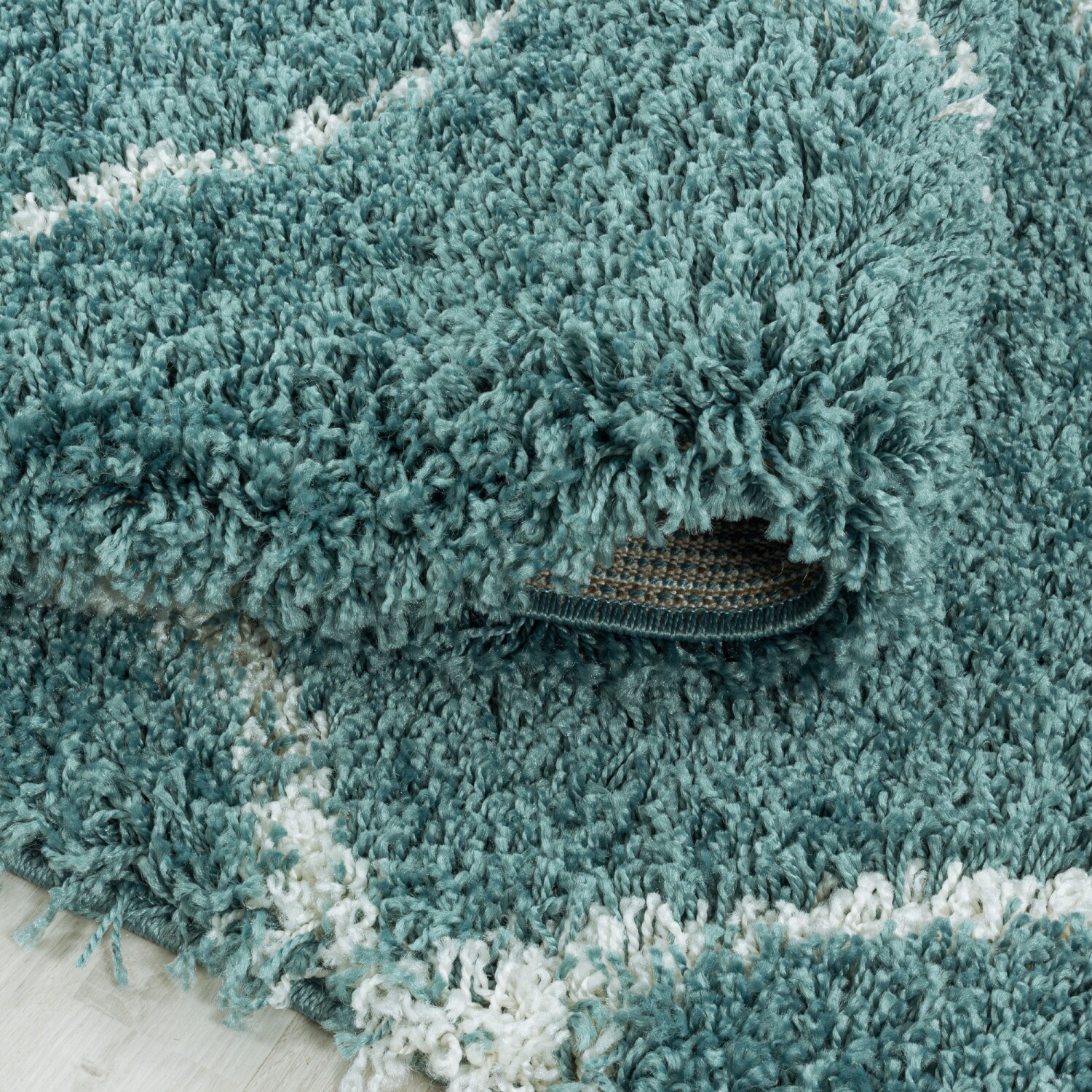 Moderner Runder Hochflor Teppich - Skandinavischer Stil mit Rautenmuster