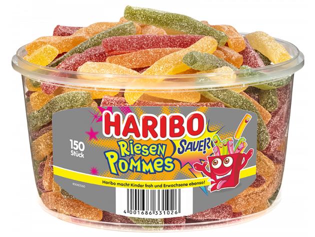 Haribo Gummibonbons Saure Riesen-Pommes 150 Stück Gezuckerte Fruchtgummis