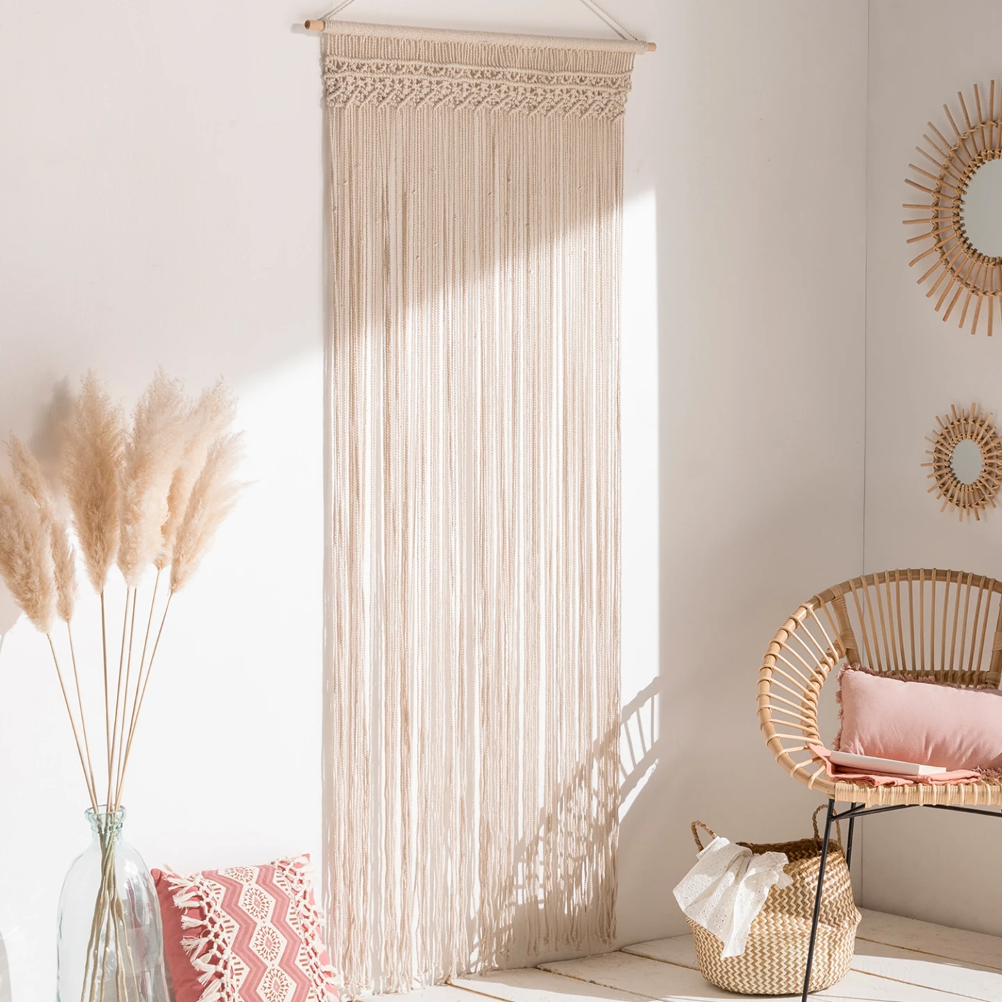 Rideau 90x200 cm bohème macramé