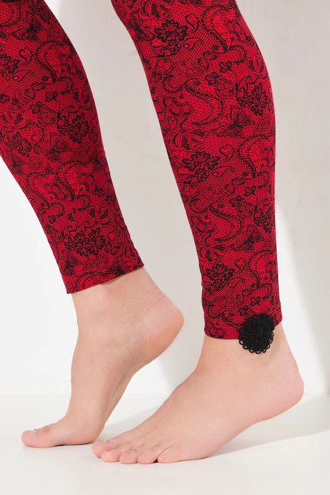 Leggings, Spitzendruck, schmales Bein, Elastikbund, salsa