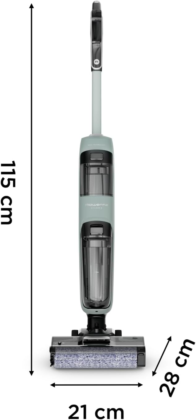 Rowenta X-Clean 2, 2-in-1 Nass-Trockensauger, ECO-/MAX-Modi für makellose Ergebnisse, 1,1 kg leicht, selbstfahrende Walze, Kantenreinigung, 90 Sek. Selbstreinigungszyklus, Eucalyptus, GZ2262E0