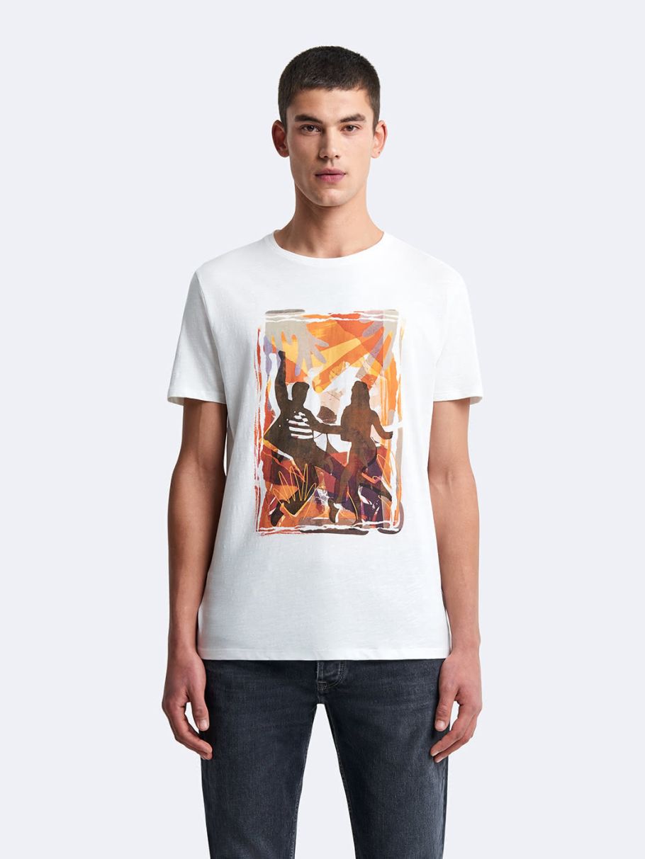 Tee-shirt col rond à motif devant